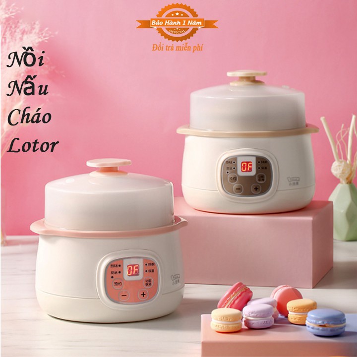 Nồi nấu cháo LOTOR, ninh, hầm, hấp cách thủy, nấu súp, Giữ ấm 6 in 1 tiện dụng - Bảo hành 12 tháng, MDT018