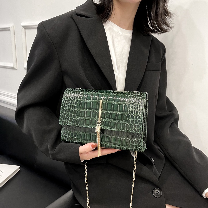 JASMIN NOIR Túi Đeo Chéo Dáng Vuông Nhỏ Vân Da Cá Sấu Thời Trang Cao Cấp Cho Nữ