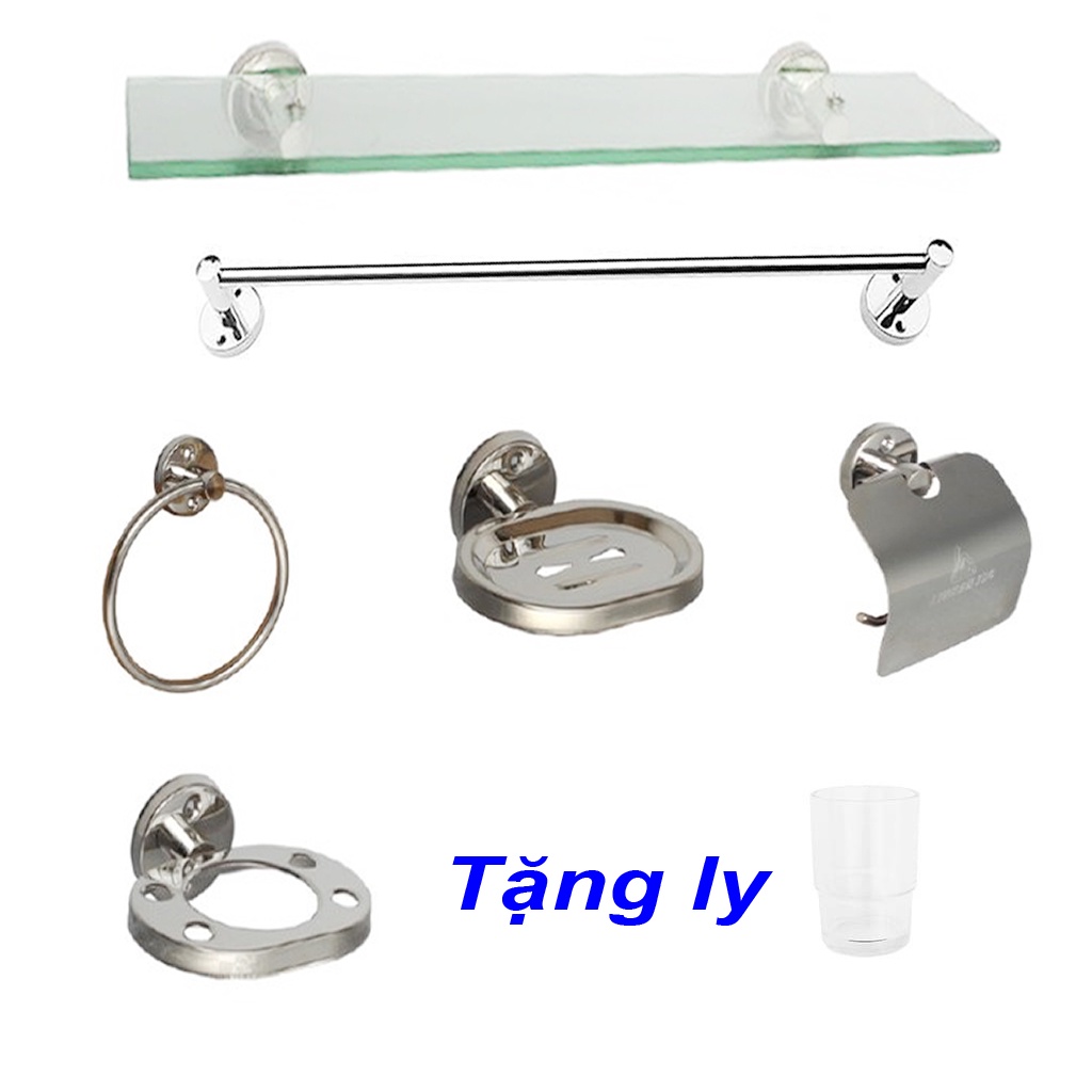 Bộ phụ kiện phòng tắm Inox 6 món giá rẻ, sử dụng tốt cho các công trình nhà ở, nhà trọ