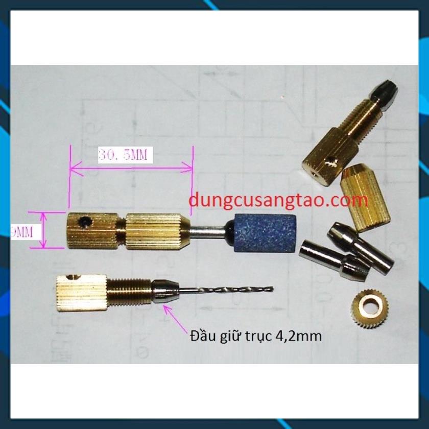 Bộ Đầu giữ khoan mini kiểu 3 / Bộ Đầu kẹp mũi khoan dùng cho motor mini trục 2mm 2.3mm cao cấp