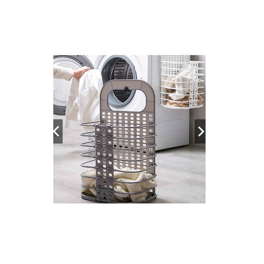 Giỏ nhựa đựng quần áo và đồ dùng sinh hoạt treo tường có thể gấp gọn thông minh 3379