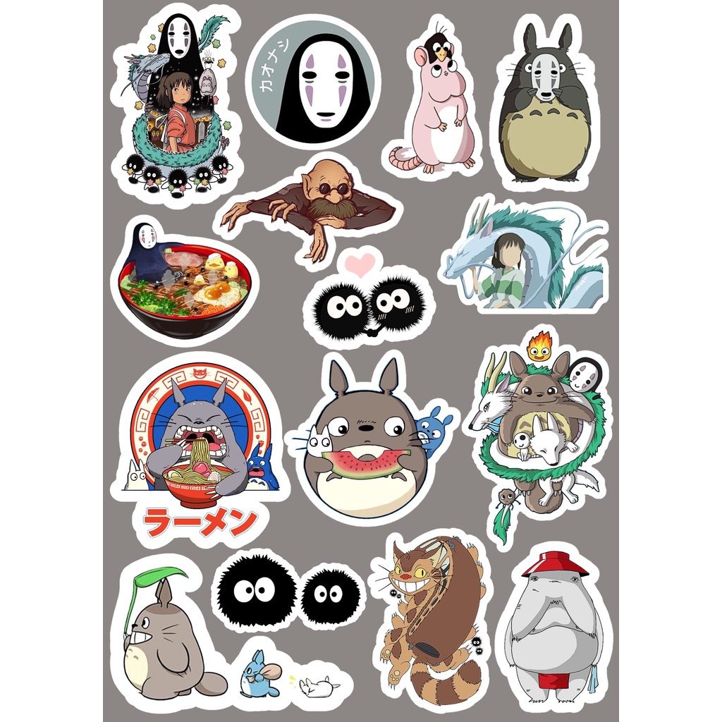 Set 30 hình sticker Ghibli Totoro mix vùng đất linh hồn cute