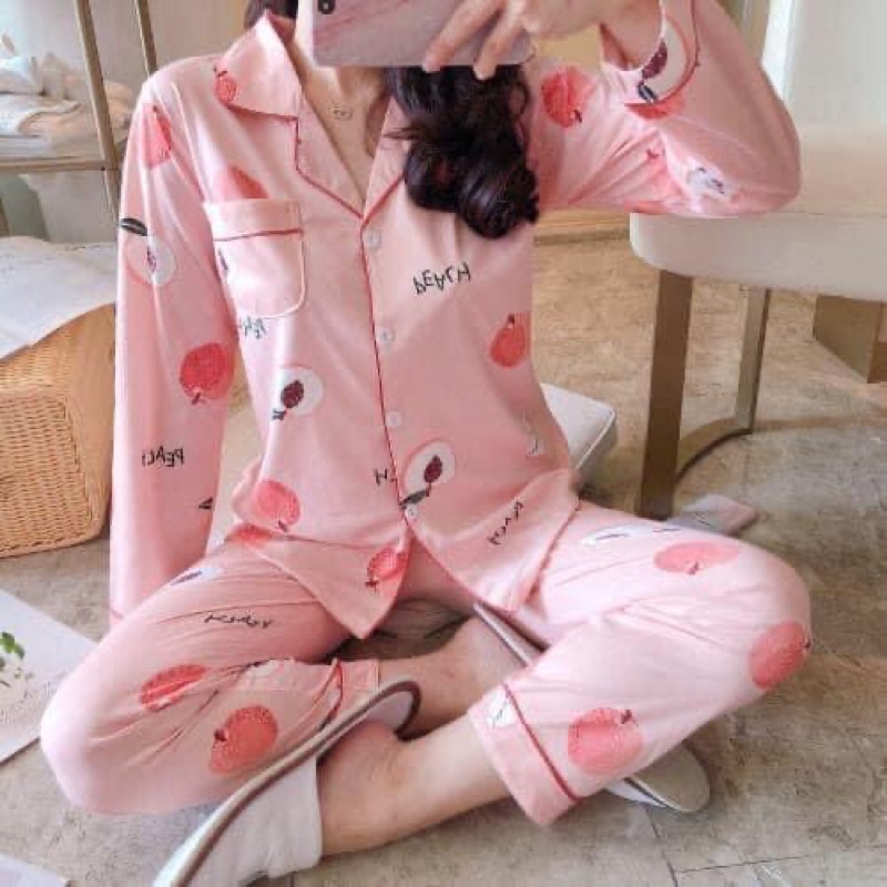 Bộ ngủ dài tay cotton tơ sữa | BigBuy360 - bigbuy360.vn