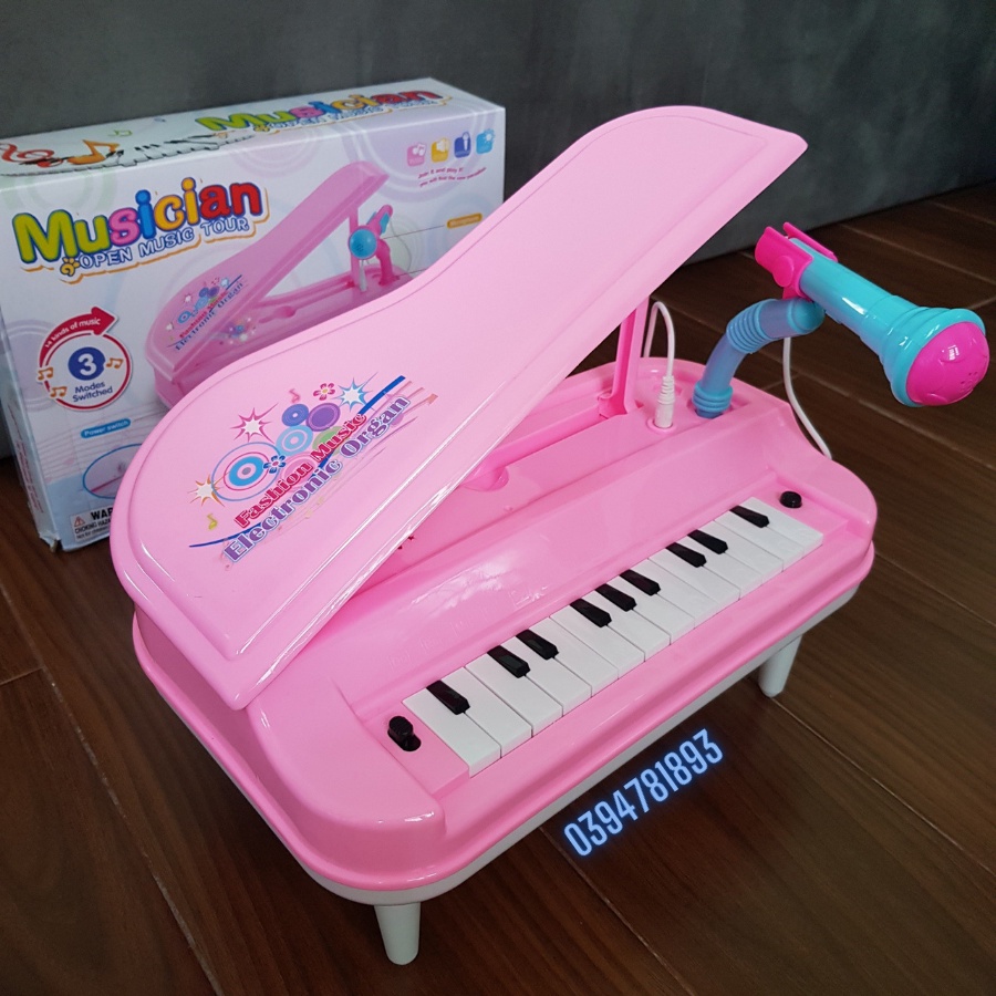 (Tặng pin)Đàn piano cho bé kèm mic đồ chơi có nhạc