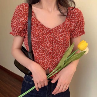 Áo Croptop Hoa Nhí ( Có ảnh thật )