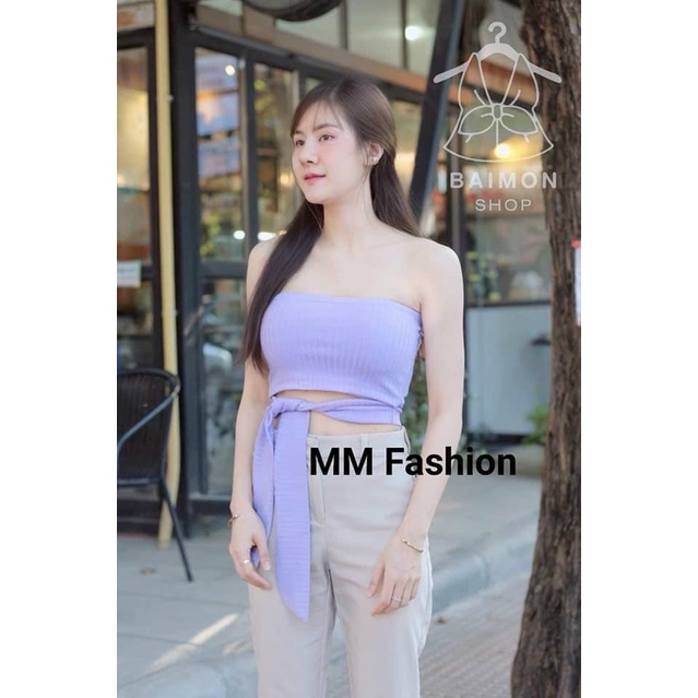 Áo ống cột dây nơ eo cực xinh , chất thun gân mềm mịn ( ảnh thật )