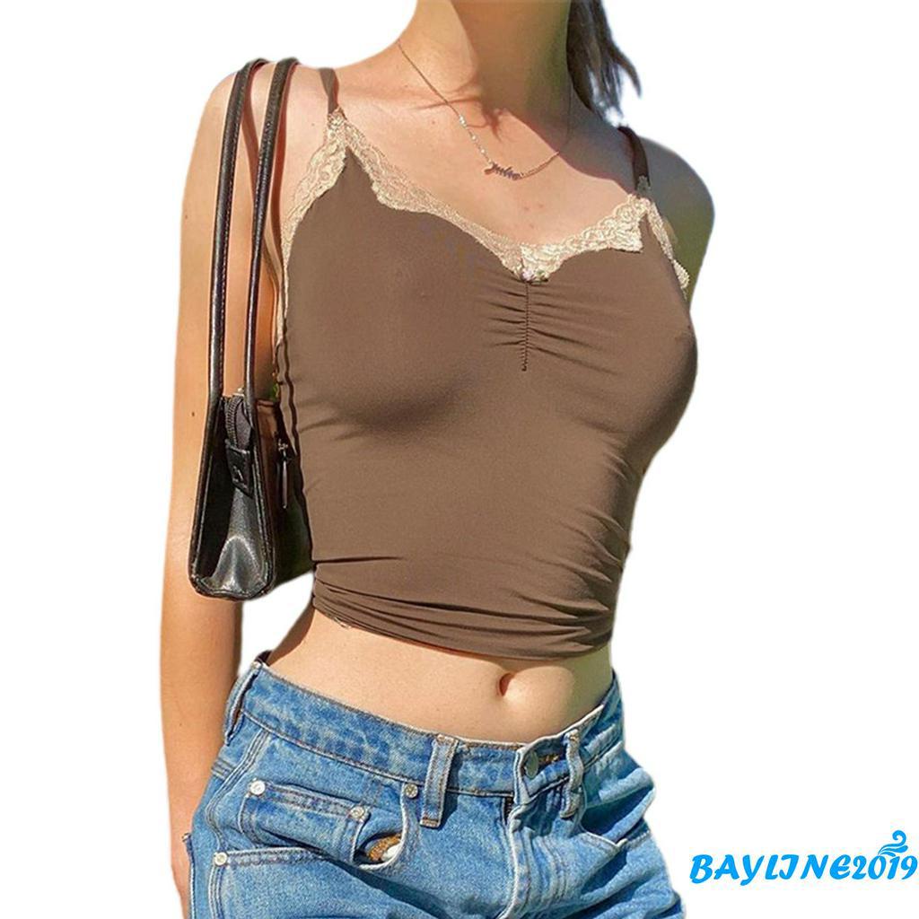 Áo Lửng Hai Dây Phối Ren Thời Trang Quyến Rũ Dành Cho Nữ