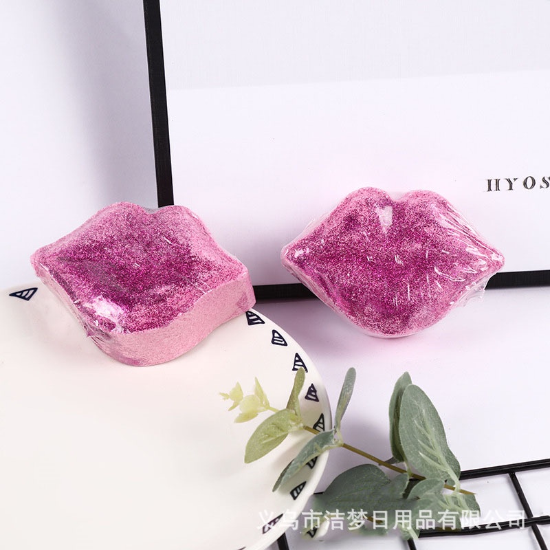 Sexy Lips Bath Bomb, Bom Tắm Hình Đôi Môi Quyến Rũ, Viên Sủi Bồn Tắm  Mùi Hương Ấm, Ngọt Ngào Màu Tím Hồng - Viên 120g