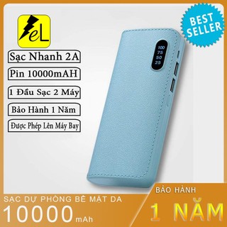[Bảo Hành Chất Lượng] Sạc dự phòng bề mặt da siêu đẹp sạc nhanh an toàn Pin Sac Du Phong Dung Lượng 10000 mAh
