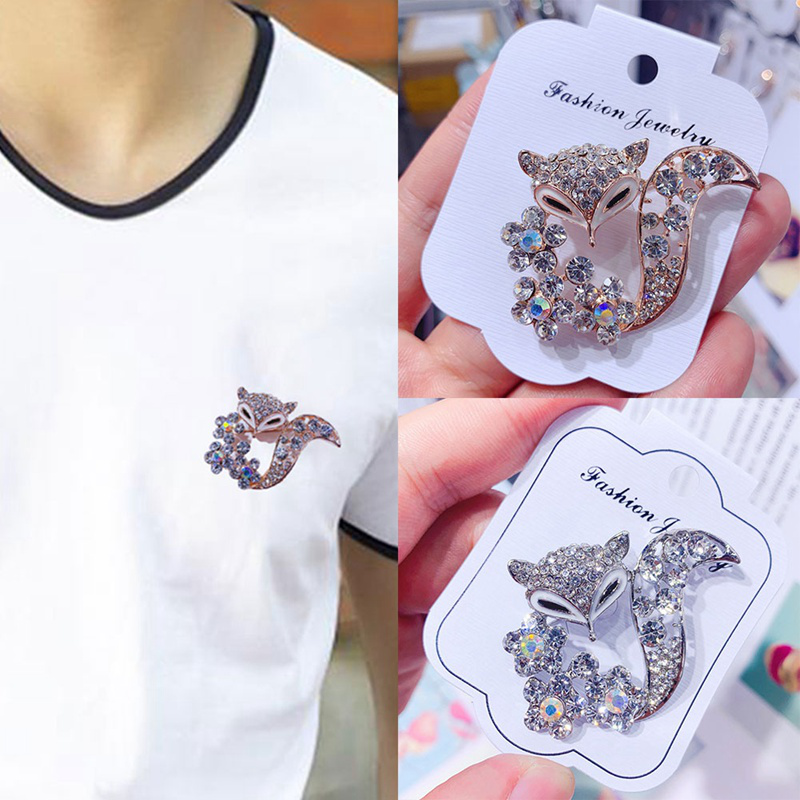 Ghim Cài Áo Hình Con Cáo Đính Đá Thời Trang