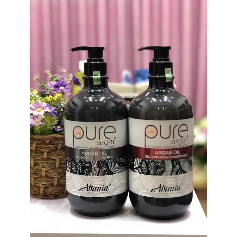 PURE ARGAN- CẶP DẦU GỘI DẦU XẢ DƯỠNG ẨM PHỤC HỒI SIÊU MỀM MƯỢT PURE ARGAN ABANIA 1200ML