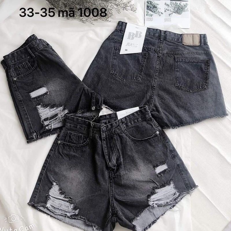 QUẦN SORT JEAN XÁM BIGSIZE  RÁCH 2 BÊN MÃ 07