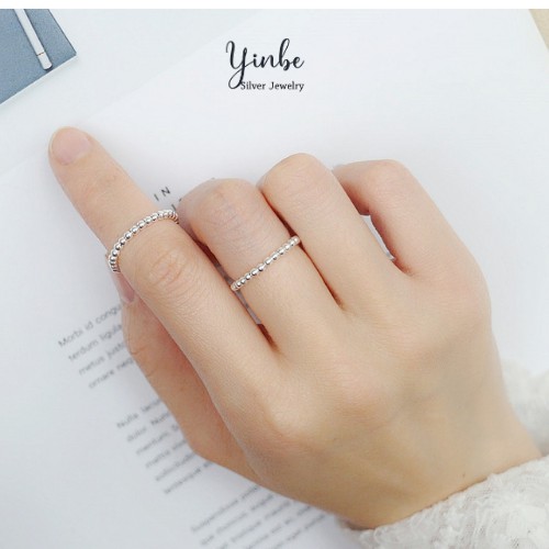 Nhẫn bạc nhẫn bi kết, nhẫn đính đá đá 2 đầu có thể nhẫn đeo ngón út YB080375 Yinbesilver freesize có thể điều chỉnh