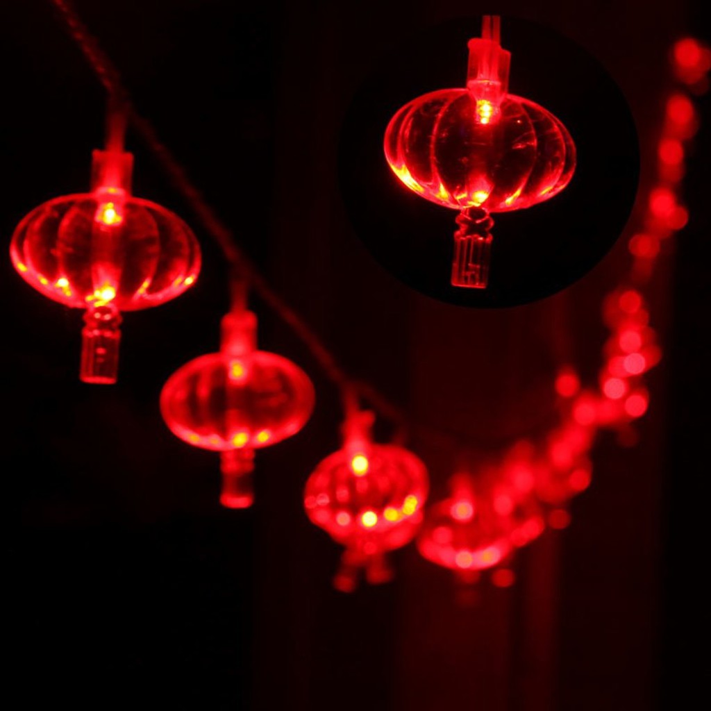 Dây đèn led hình đèn lồng trang trí tết năm mới quán cà phê trà chanh trà sữa GIVASOLAR GV-LSL