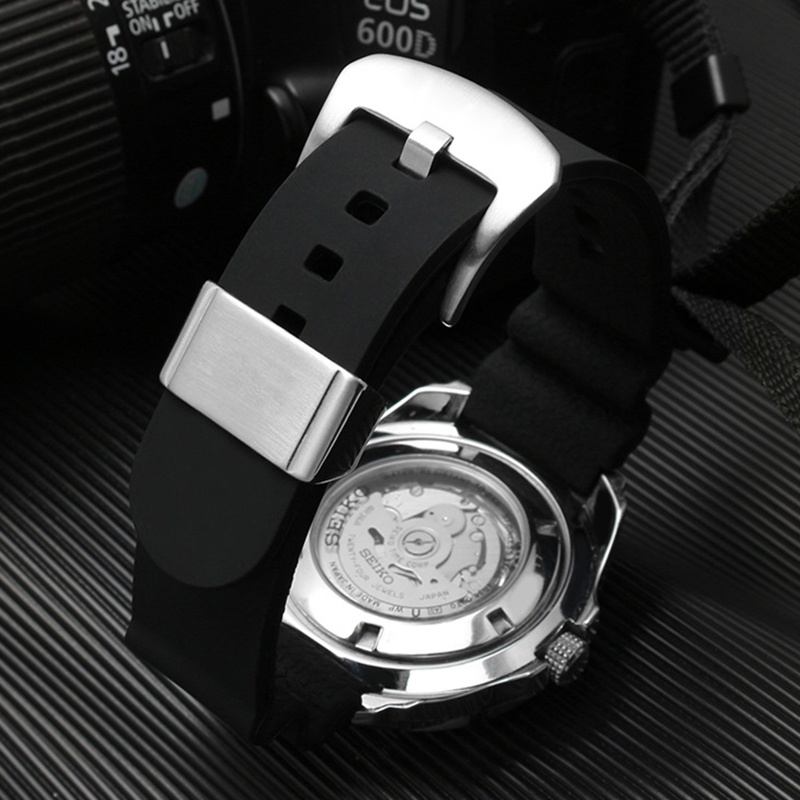 Dây Đeo Đồng Hồ 20mm 22mm Bằng Silicon Chống Nước Có Khóa Logo Cho Seiko Prospex Series SPR009 SKX007 SKX009