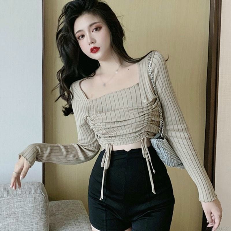 Áo rút dây 2 bên phối sọc dễ thương A15 (TOÀN BỘ HÌNH THẬT )