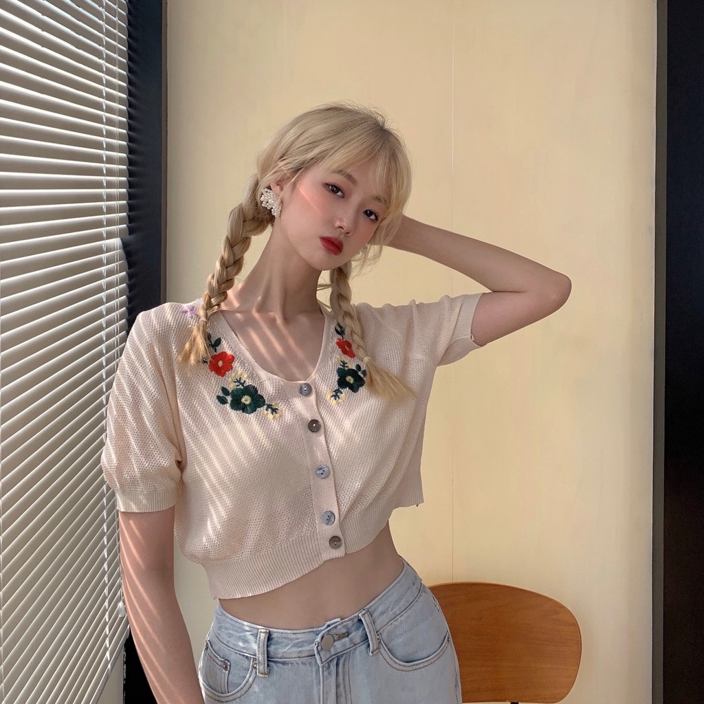 Áo Len Tay Ngắn Cổ Chữ V Thời Trang Quyến Rũ Dành Cho Nữ | BigBuy360 - bigbuy360.vn