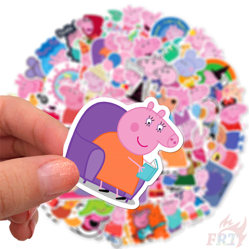 Bộ 100 miếng sticker hình nhân vật phim hoạt hình TV Peppa Pig Series A chống nước thời trang tự thiết kế