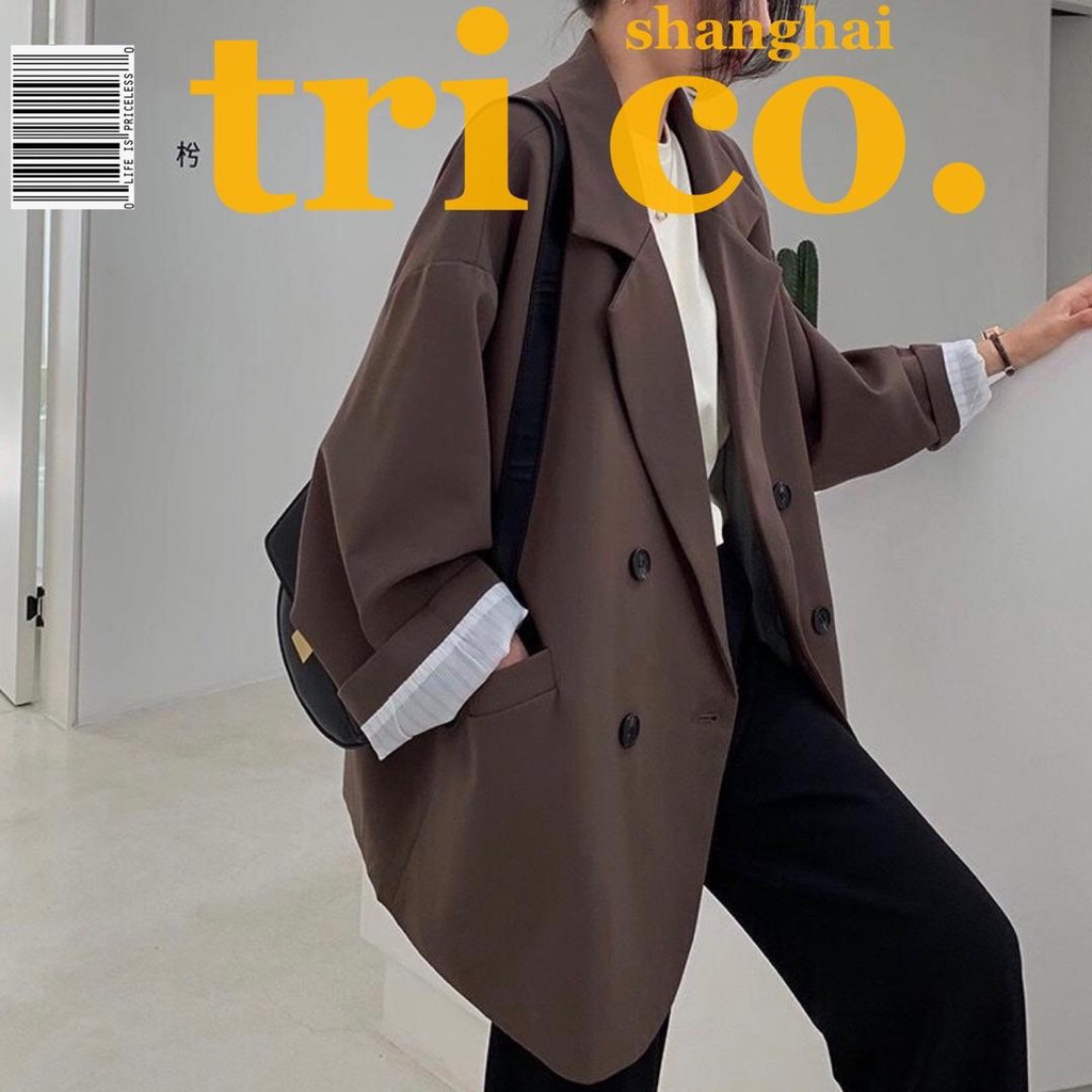 Áo Khoác Blazer Màu Cà Phê Thời Trang Xuân Thu Kiểu Mới Chất Lượng Cao