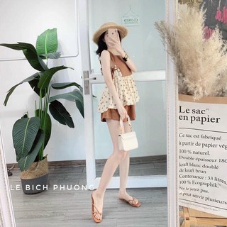 Bộ hot hit vải đũi hai dây bản to rút dây nách