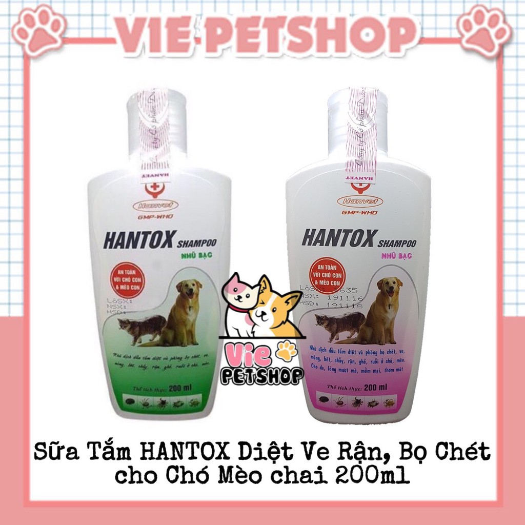 [CHÍNH HÃNG] Sữa Tắm HANTOX Diệt Ve Rận Bọ Chét cho Chó Mèo chai 200ml | Vie PETSHOP