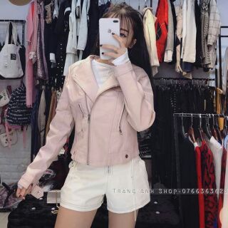 💓Áo da màu hồng phấn ( Ảnh thật )