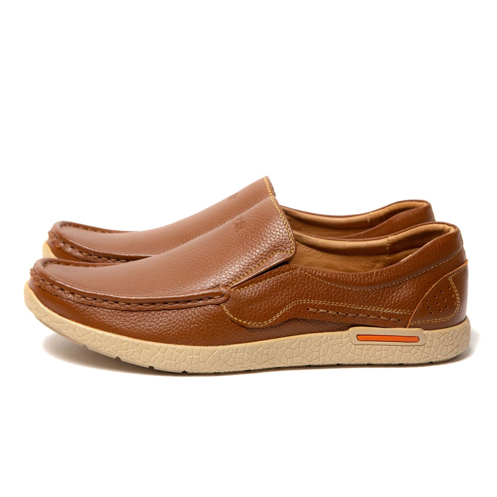 Giày Slip On thể thao FOR da bò thật năng động F07 - Nâu bò