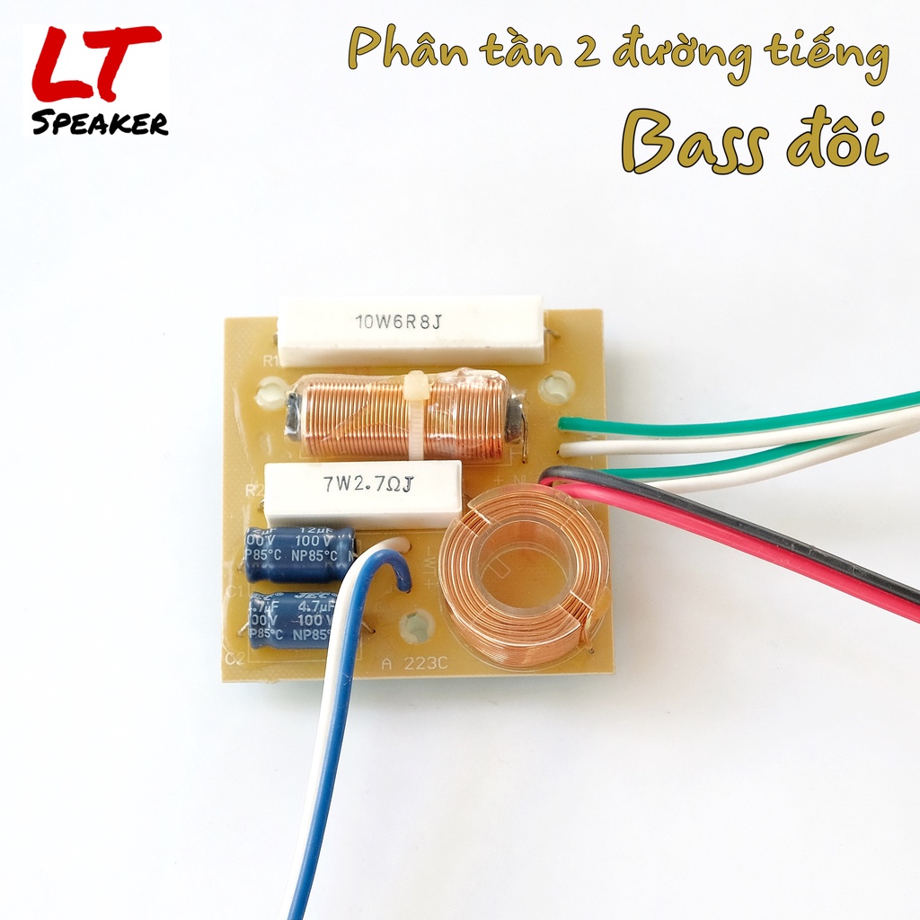 Phân tần 2 đường tiếng Bass đôi 2 loa bass 1 loa treble cho loa 3 - 7 Inch