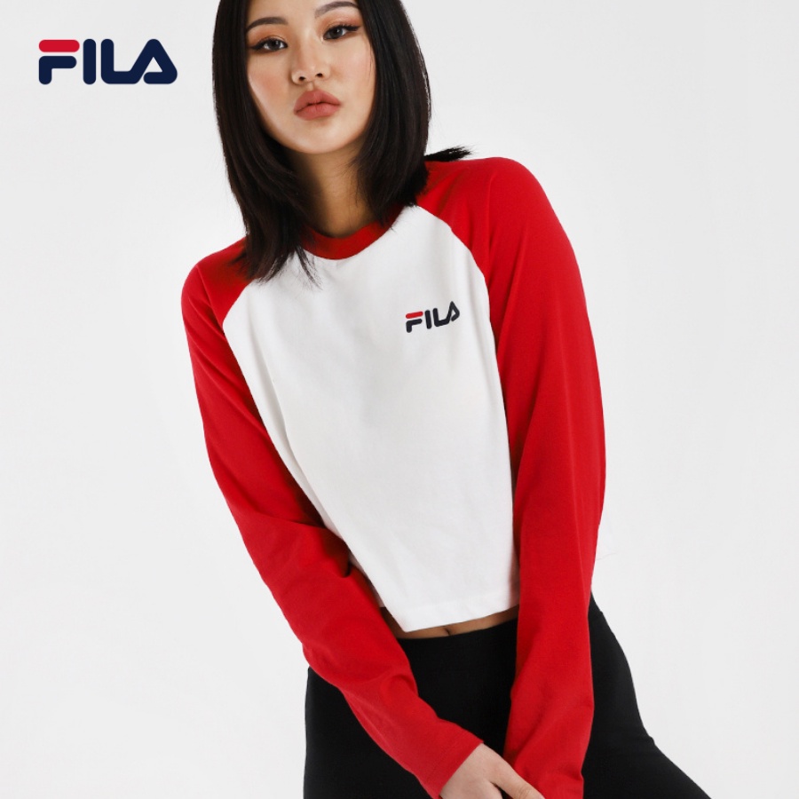 Áo thun crop tay dài nữ Fila Small Logo Color Raglan - FS2RLC1151F-DRD