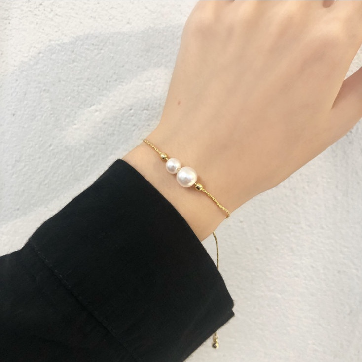 Lắc Tay Nữ Titan Không Rỉ Dây Rút 2 Trái Châu TT 4121