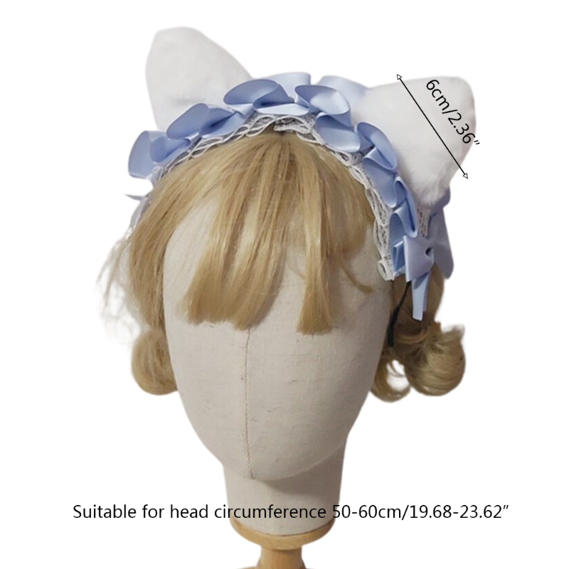 Băng Đô Nơ Tai Mèo Phối Ren Phong Cách Lolita Đáng Yêu