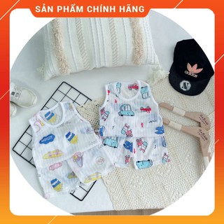 Bộ cotton giấy ba lỗ cho bé trai bé gái sơ sinh 5-15kg hàng đẹp