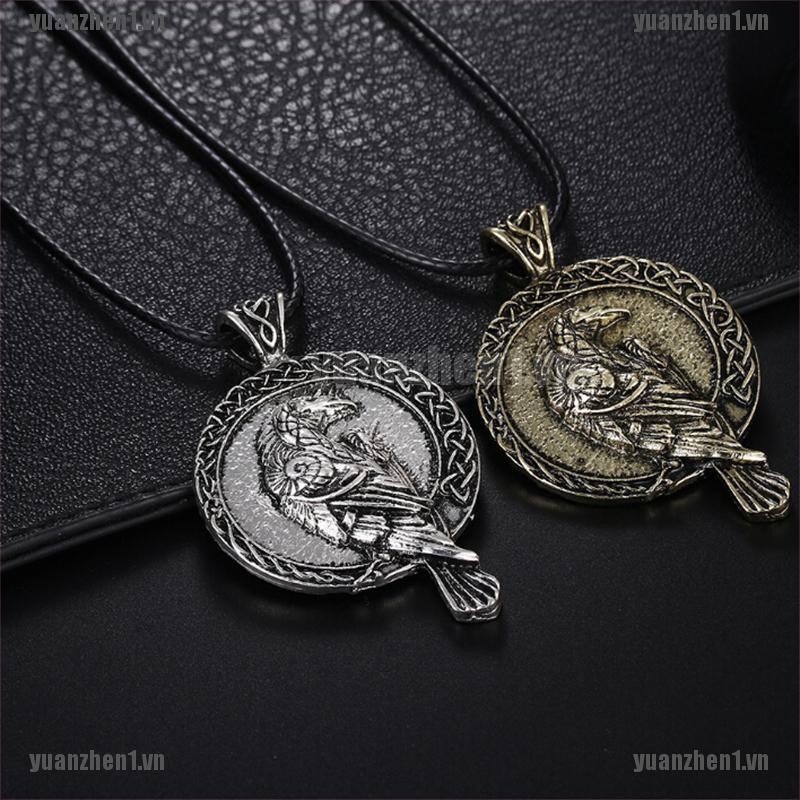 [YUANZHEN1] Vòng cổ Mặt Hình Chim Quạ Đen Viking Raven Phong Cách Bắc Âu Cho Nam Và Nữ