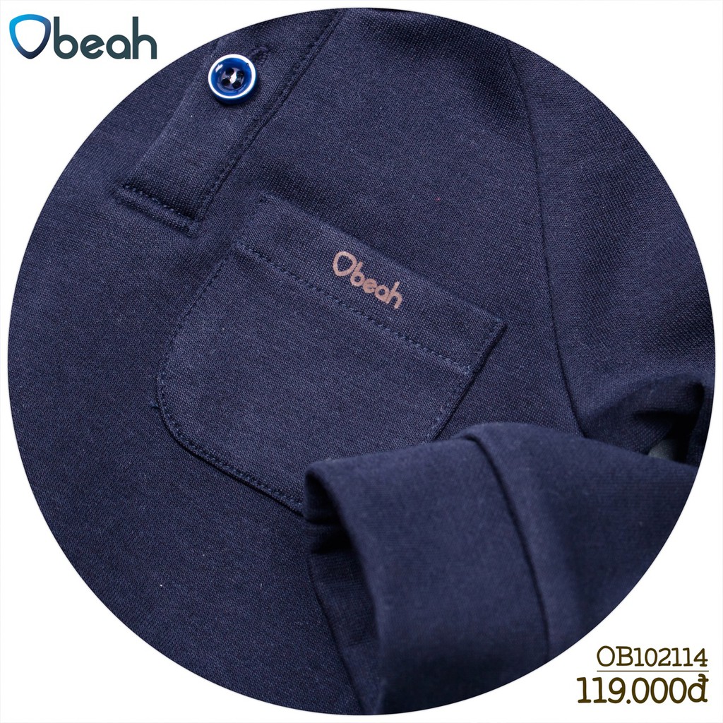 Áo thun Obeah cổ trụ màu xanh navy Fullsize 59 đến 90 cho bé yêu từ 0 đến 24 tháng