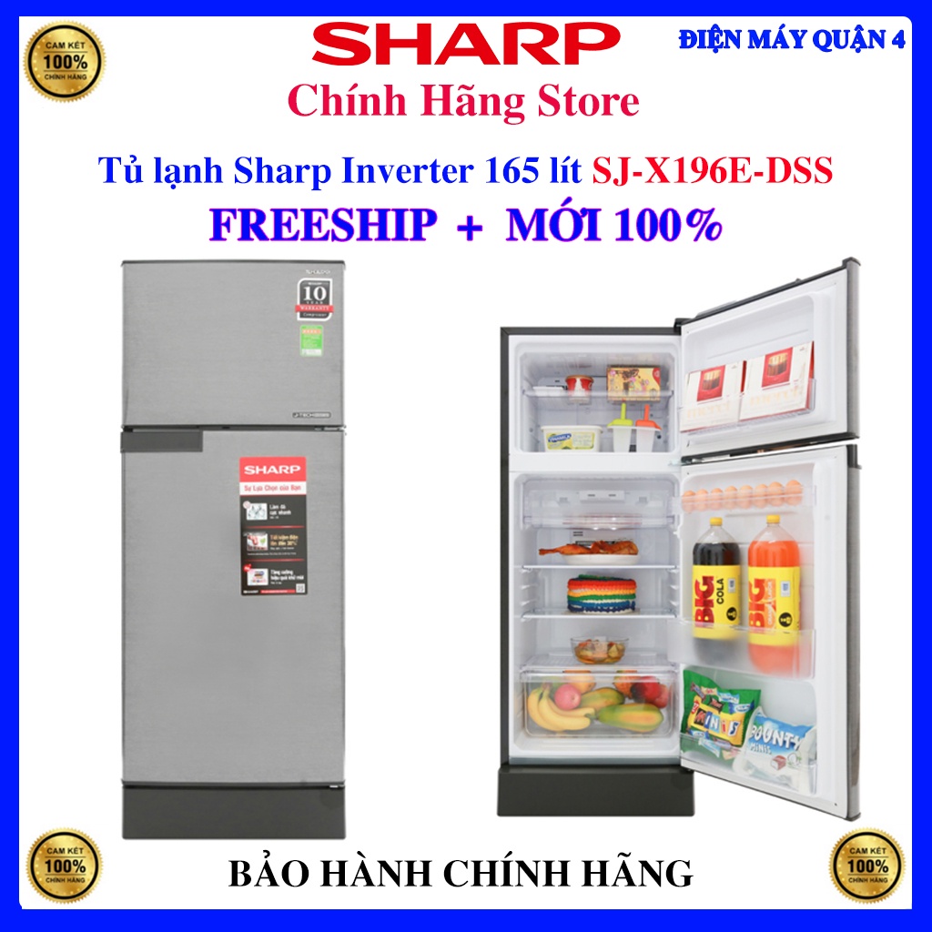 Tủ lạnh Sharp Inverter 165 lít SJ-X196E-DSS