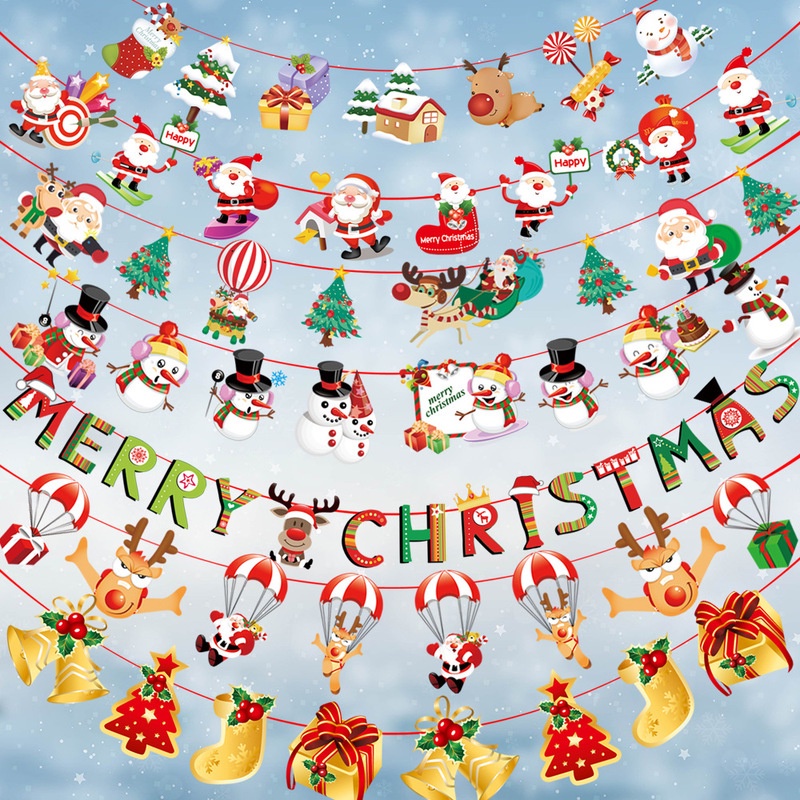 Dây Treo Trang Trí Giáng Sinh Hình Ông Già Noel / Hoạt Hình Bằng Giấy Xinh Xắn