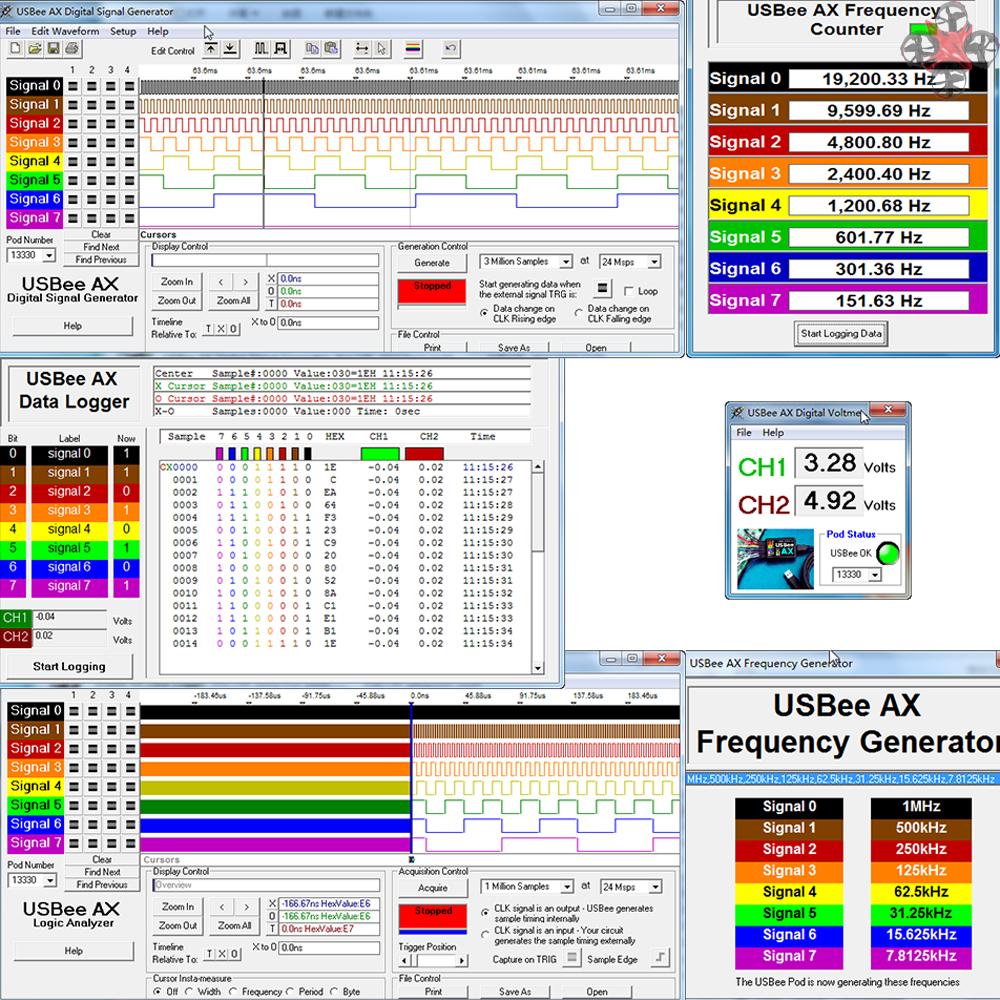 LHT00SU1 Virtual Oscilloscope Logic Analyzer Multifunctional Full-featured Signal Generator with 16MHz Max Sampling Rate