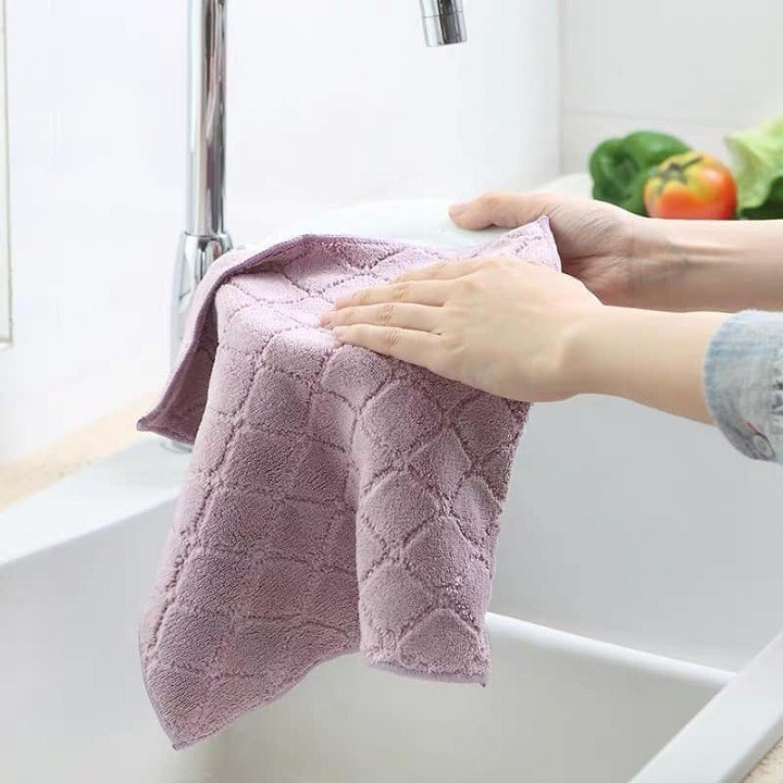 Khăn bông lau tay nhà bếp đa năng kt 30x30 cm thấm hút tốt, sợi bông mềm mịn