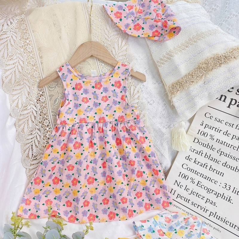[SALE BỎ MẪU] - Váy bé gái - Váy hoa kèm mũ cưng xỉu, đáng yêu cho bé gái (05- 15kg) - TIỆM NHÀ SU