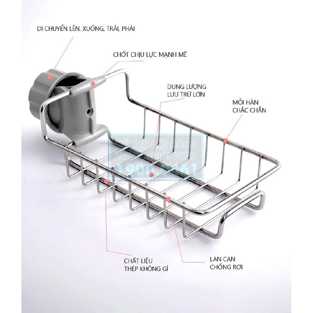 Giá Treo Bồn Rửa Bát INOX BEECOOK Xoay 360 Độ, Kệ Để Rẻ Rửa Chén
