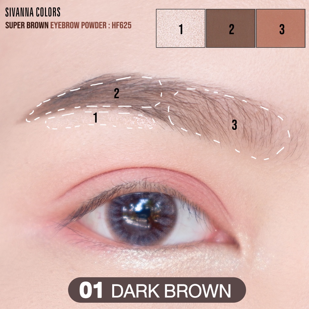 Bảng màu Sivana Eyebrow, chì kẻ mày, kết cấu dạng bột 1.4gx3 HF625 Sivanna Colors Super Brown Eyebrow Powder