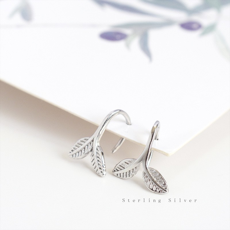 Bông tai bạc 925 kiểu dáng thiết kế hình lá cây phong cách Hàn Quốc ANTA Jewelry - ATJ3047