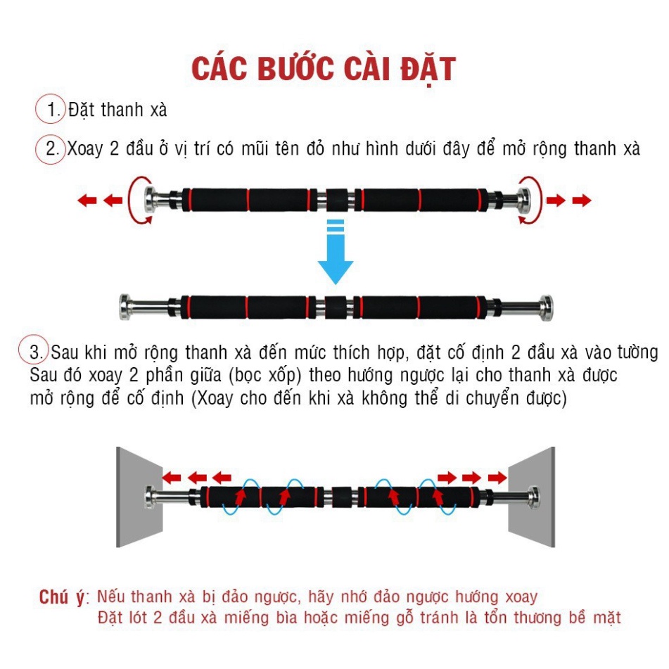 NDA Xà Đơn Treo Tường Gắn Cửa Đa Năng Dễ Điều Chỉnh 60-100cm, 80-130cm (LOẠI XỊN) 50 AO19