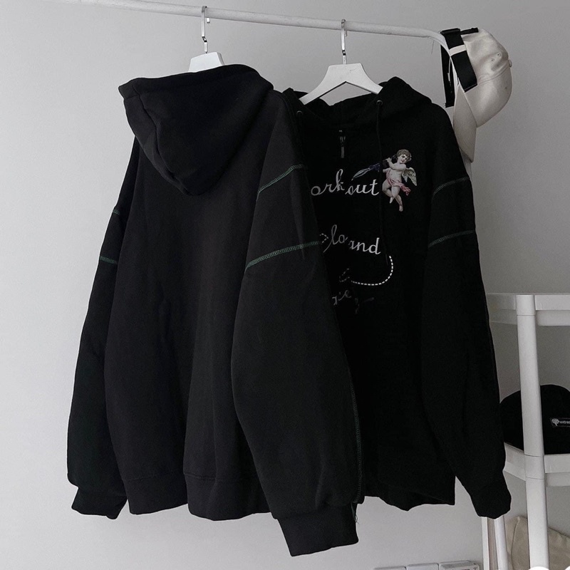 Áo Khoác Zip Kéo Nam Nữ Thiên Thần WORKOUT - pqk boutique