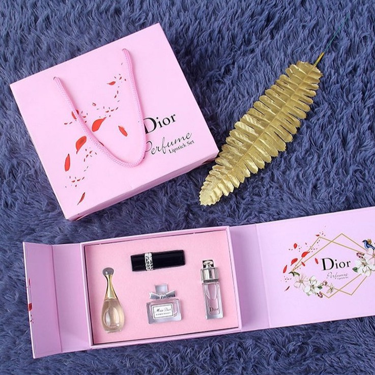 Set 5 chai Nước Hoa Dior Mini, Set nước hoa kèm son dior perfume lipstick set.
