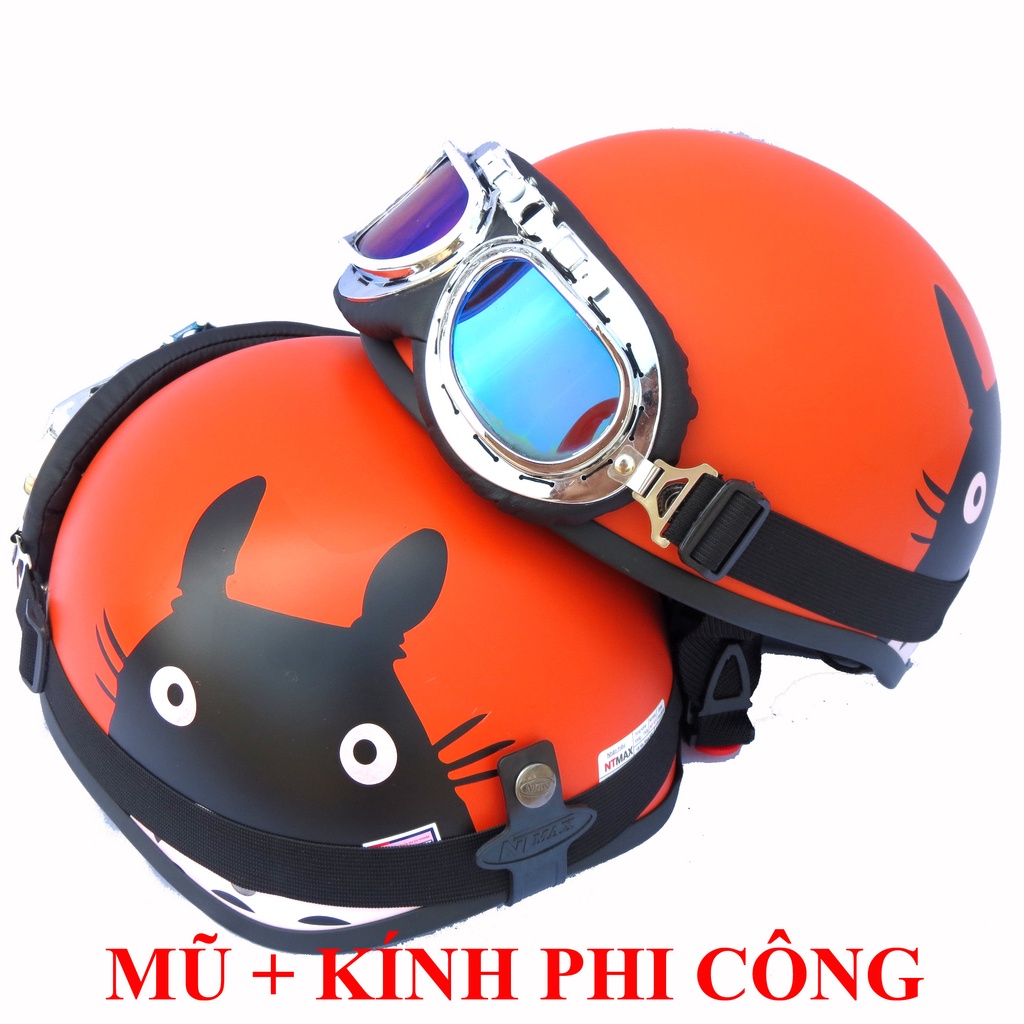 Mũ bảo hiểm nữa đầu nón bảo hiểm1/2 NTMAX nhiều tem kèm kính phi công & kính uv + tặng kèm lưỡi trai