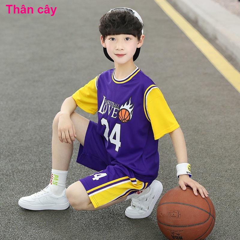 áo bé traiĐồng phục bóng rổ trẻ em ngắn tay Kobe Jersey số 24 James áo 23 lớp nhóm phù hợp với nam