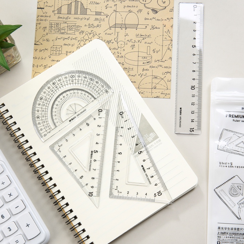 Bộ 4 thước đo M&G màu đen trong suốt  ARLN0450