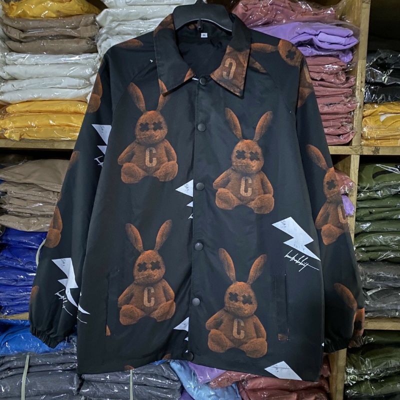 Áo khoác dù jacket THỎ form rộng unisex (Ảnh thật)