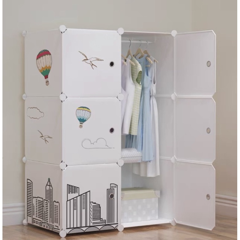 Tủ nhựa ghép - tủ quần áo đa năng - tủ nhựa - tủ 6 ô đựng quần áo. Tặng kèm 1 treo quần áo tiện ích